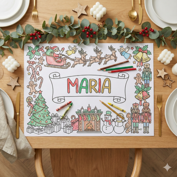 Producto - Individual personalizado de Navidad para colorear - Modelo 2