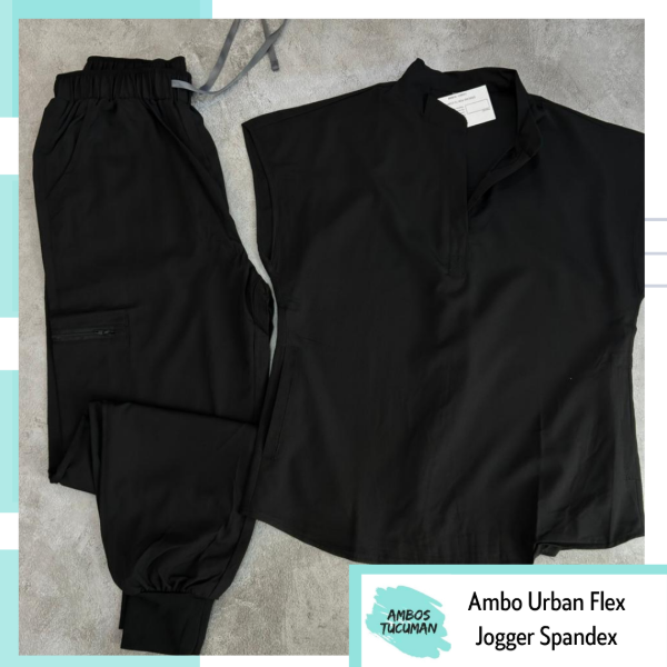 Producto - Ambo Urban Flex - Negro Liso (cuello mao)