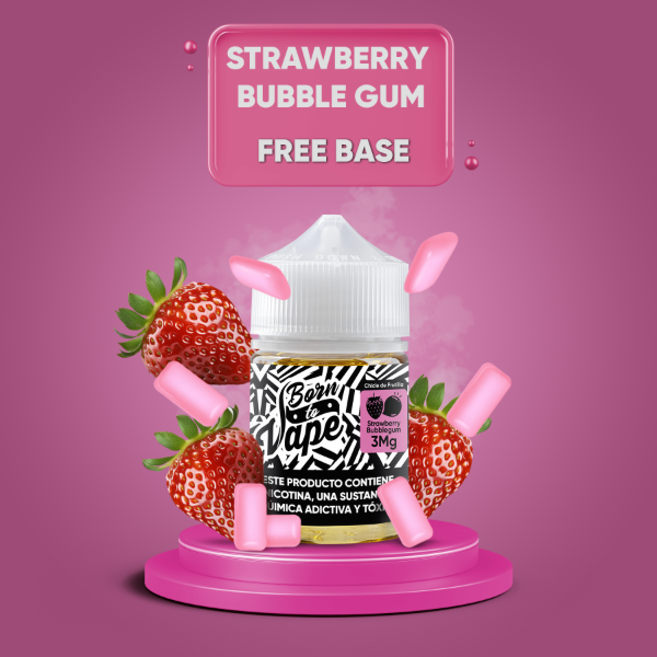 Producto - (FREEBASE) BORN TO VAPE 60ML 3MG - BUBBLEGUM STRAWBERRY