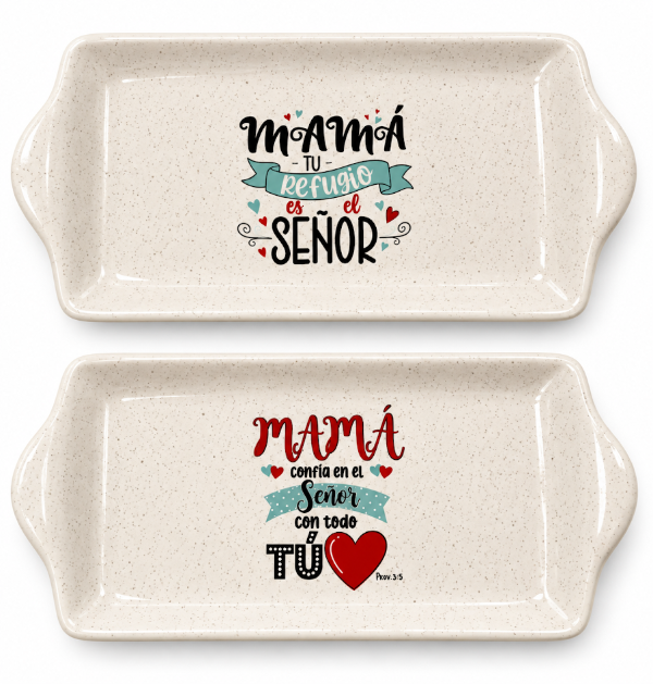 Producto - PROMO X1 Bandeja de loza jaspeada c/calco color Mamá