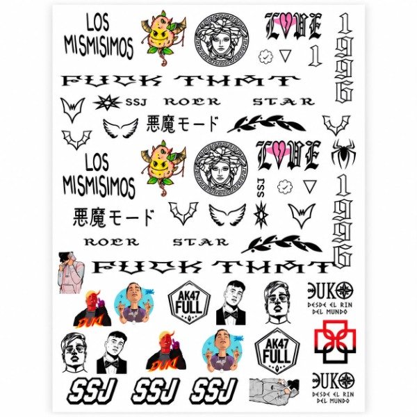 Producto - PLANCHA A4 PREDISEÑADA DUKI - TATUAJES TEMPORALES - 1
