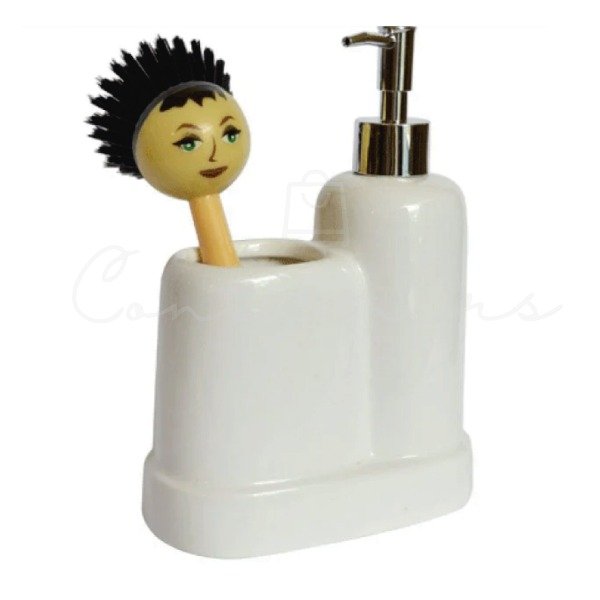 Producto - Dispenser de Jabon Liquido Porcelana con Cepillo con Carita