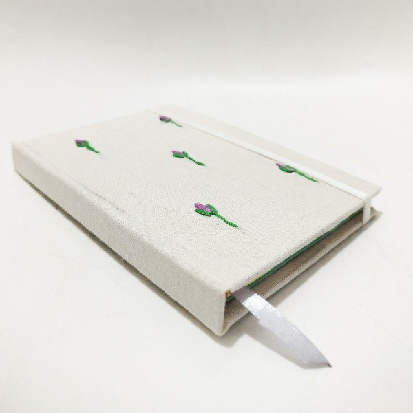 Producto - CUADERNO TAPA DURA bordado a mano "flores violetas"