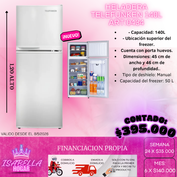 Producto - HELADERA TELEFUNKEN 140L