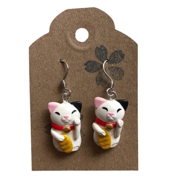 Producto - Aros Maneki-neko de Arcilla  Polimerica Acero Quirurgico