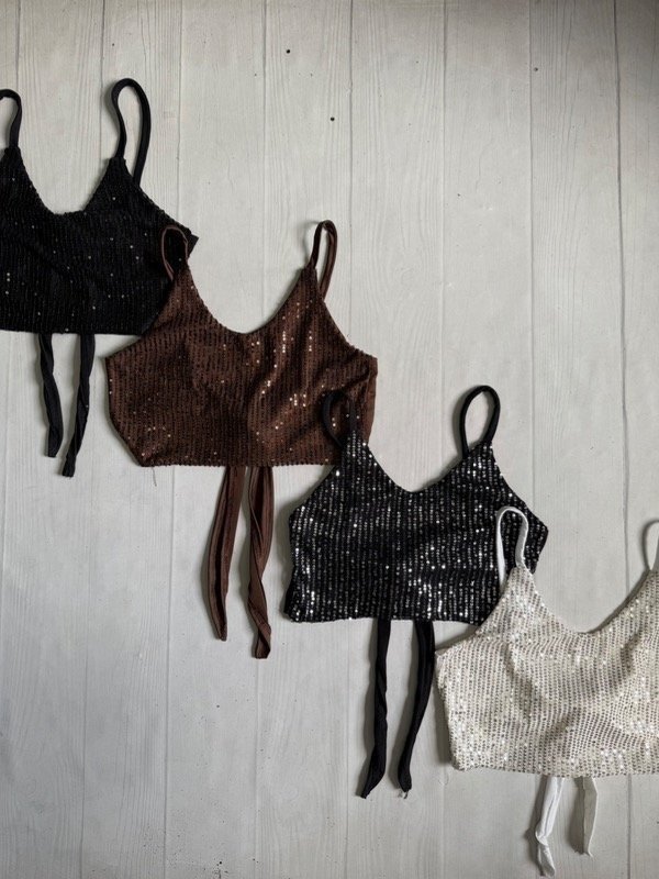 Producto - [1650] Top V lentejuelas lazo espalda