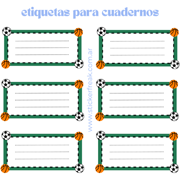 Producto - Plancha Etiquetas Cuadernos Deportes