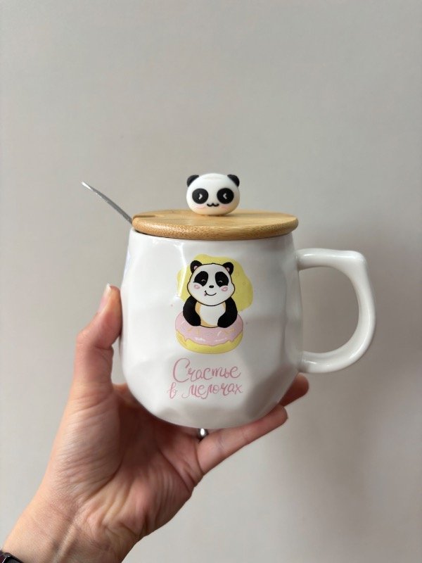 Producto - Taza Panda bambú con tapa y cuchara