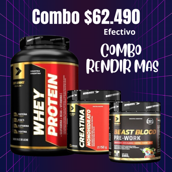 Producto - COMBO BODY ADVANCE PROTEINA 1KG CREATINA150G PRE ENTRENO 280G