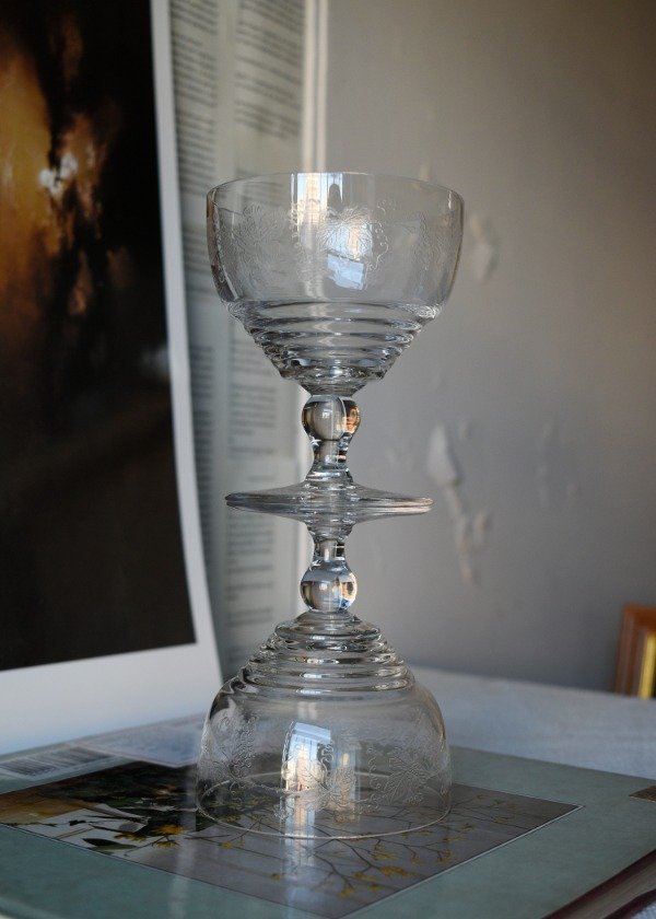 Producto - Set de 3 copas de cristal con grabado de racimo de uvas - 1