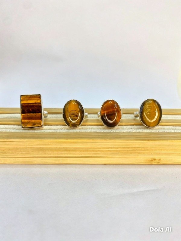 Producto - Anillo Regulable Baño en Plata de Piedra Ojo de Tigre