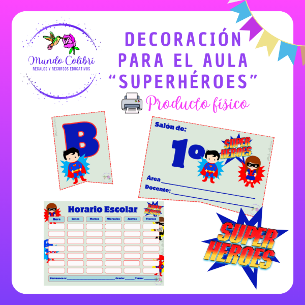 Producto - Deco para el aula "Superhéroes" 2026 (Impreso)