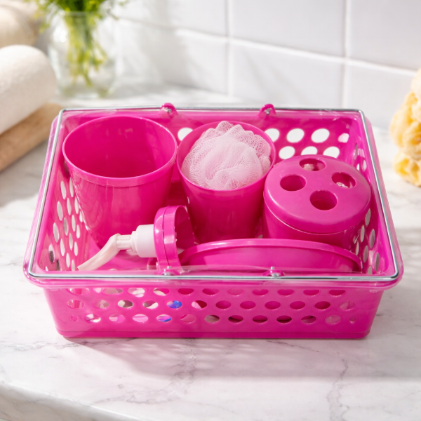 Producto - Canasta Organizadora para Baño Fucsia X6 Unidades