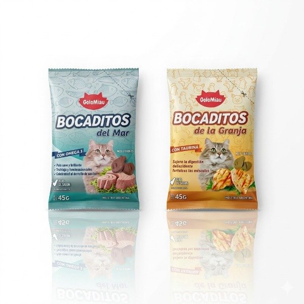 Producto - Golomiau Bocaditos para Gatos 45g Snacks Semi-Húmedos GoloCan