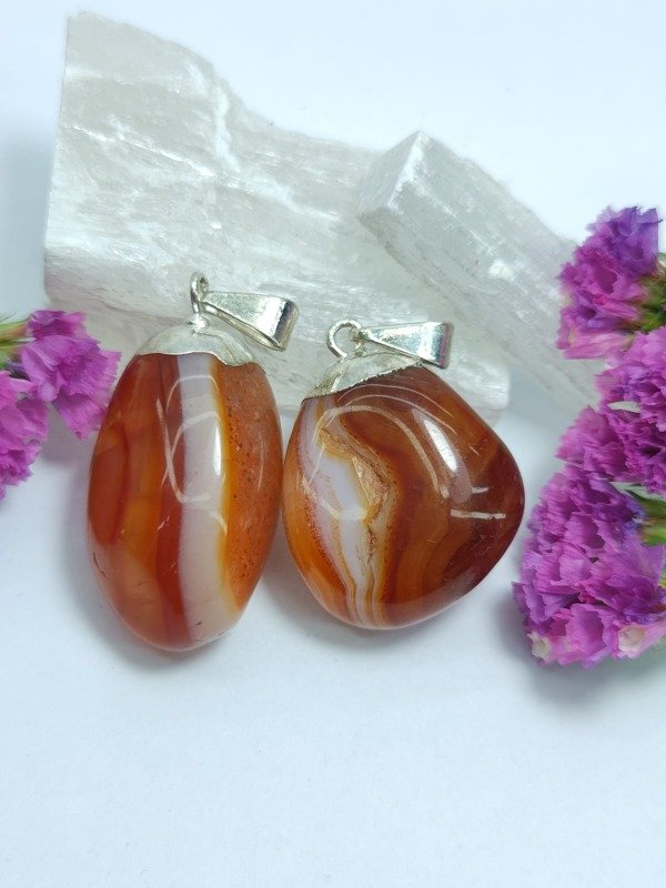 Producto - Dije de Piedra Agata Cornalina Baño en Plata