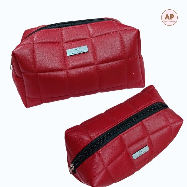 Producto - NECESER CARTU BOX CUERINA A CUADROS ROJO