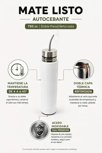 Producto - Mate Autocebante de Acero 750 ml 2 en 1 - 4
