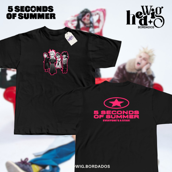 Remera 5sos star cover doble estampa dtf