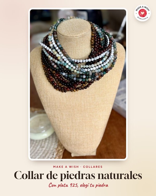 Producto - Collar de Piedras Naturales + Plata 925 (6mm) - 0