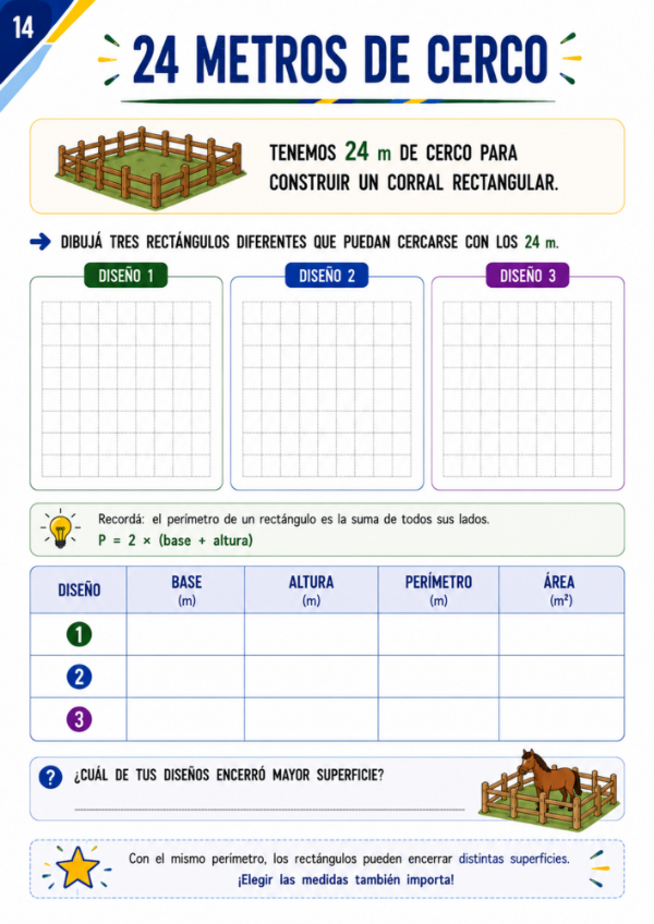 Producto - Perímetro y Área: Fórmulas, equivalencias y resolución de problemas - 10