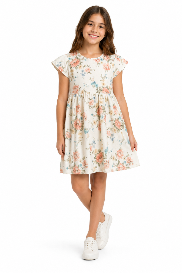 Producto - VESTIDO ALGODÓN NIÑA FLOREADO - 0