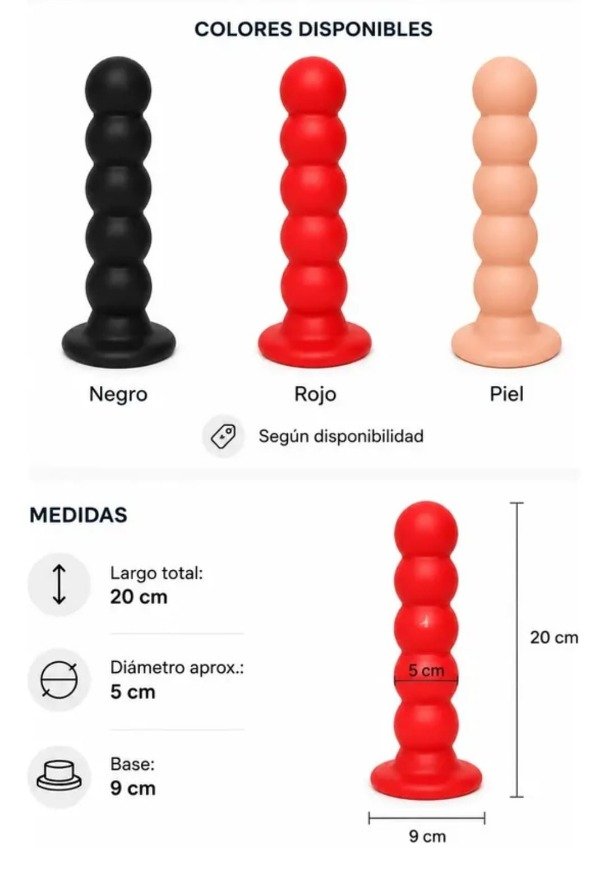 Producto - DILDO DE SILICONA XXL CON 5 ESFERAS CON VENTOSA 20 X 5 CM - 2