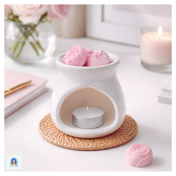 Producto - Souvenir hornito arómatico + wax melts Rosas (MÍNIMO 10 UNIDADES)