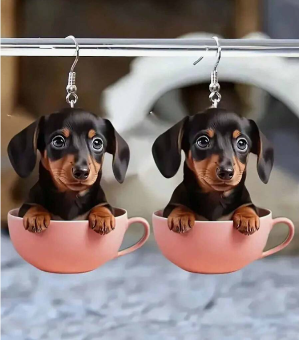 Producto - ARITOS CON DIJE PERRO SALCHICHA