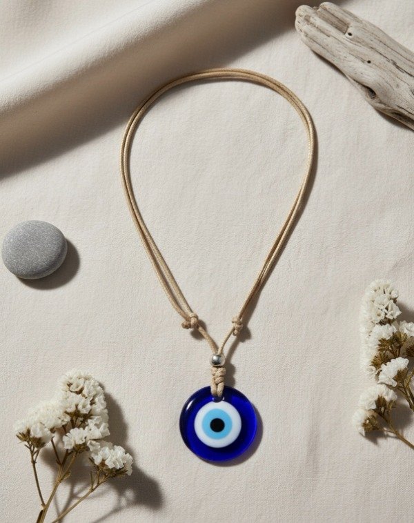 Producto - Collar ojo turco resina + cordón sintético