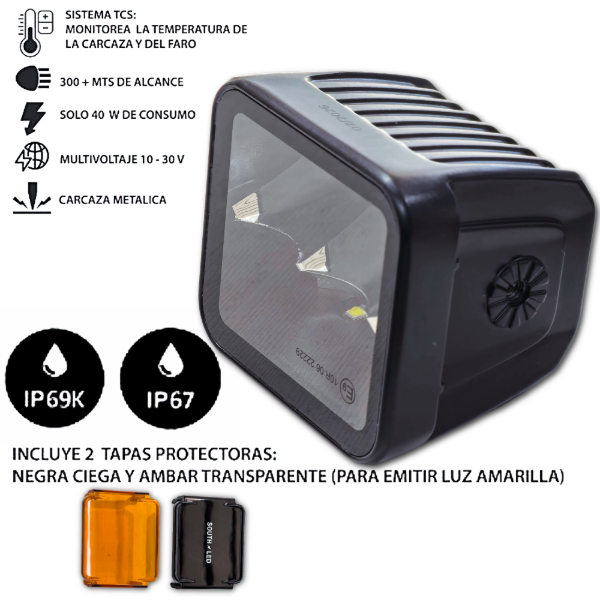 Producto - PAR DE FAROS SL-QUBE BLANCO CON APLIQUE AMBAR CHIP OSRAM PREMIUM - 1