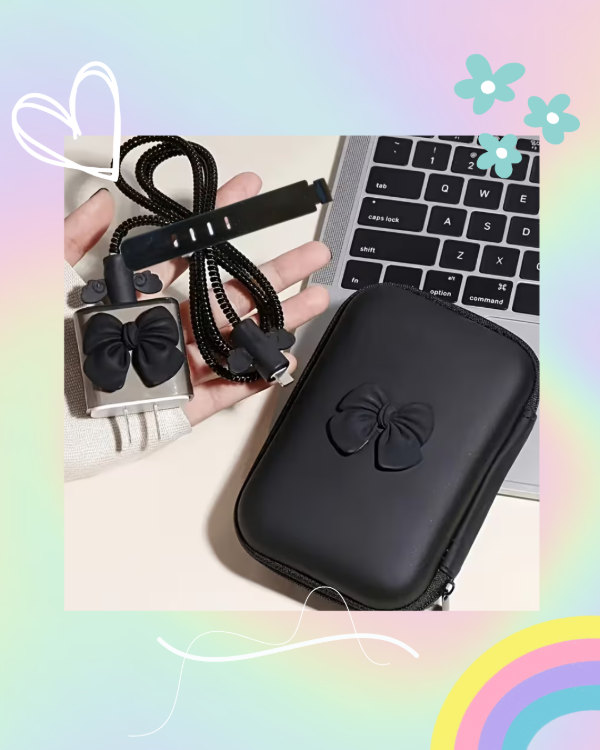 Producto - Pack Valijita + Protector de Cargador Moño Negro - 0