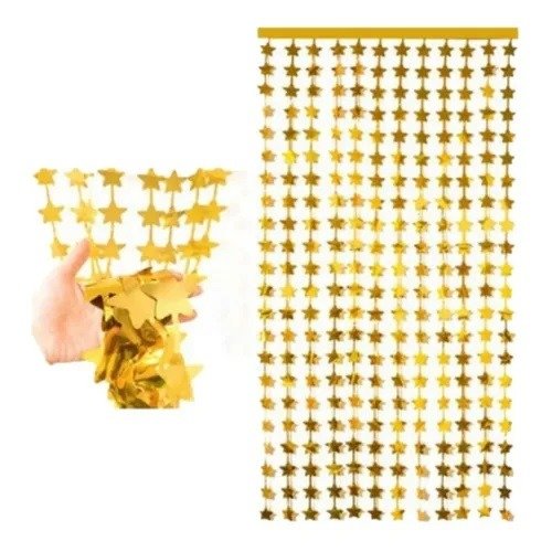 Producto - Cortina metalizada estrella dorada