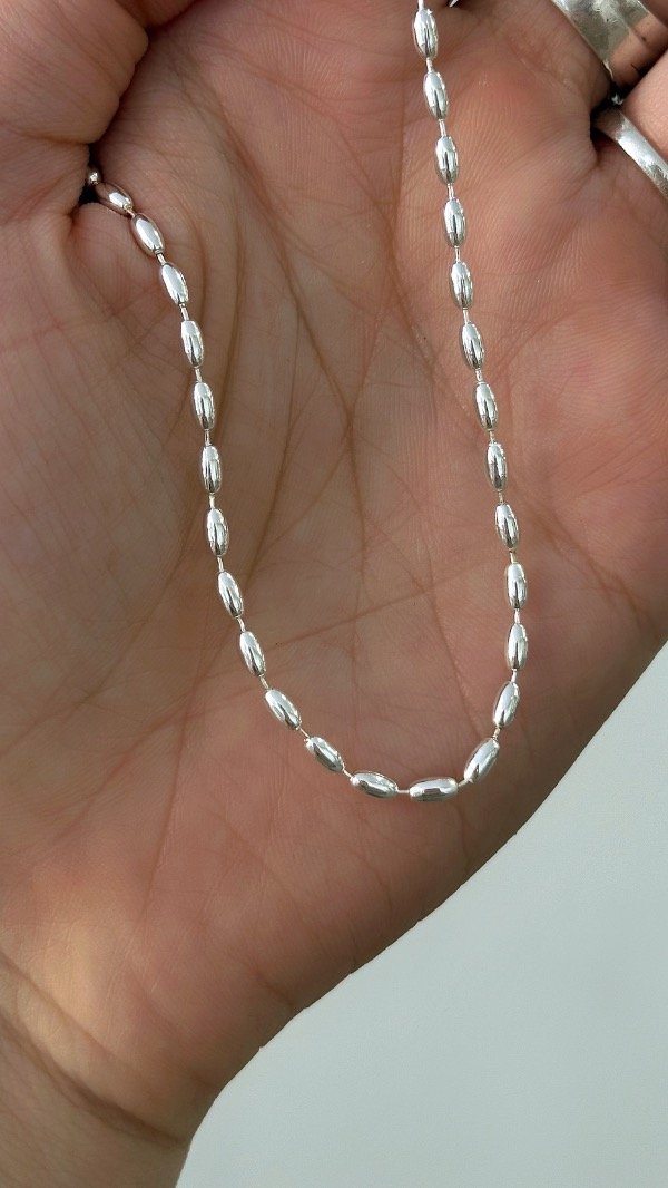 Producto - Choker semillas 35 a 40cm ACERO BLANCO