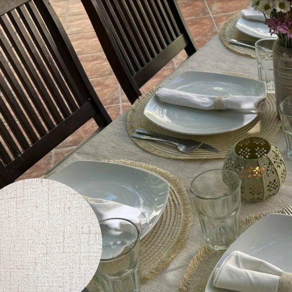 Producto - Mantel Ecocuero Impermeable Texturado Natural 2,60x1,40
