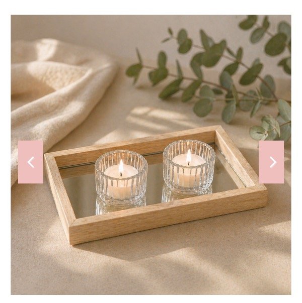 Producto - Bandeja decorativa madera base espejo 17x23cm
