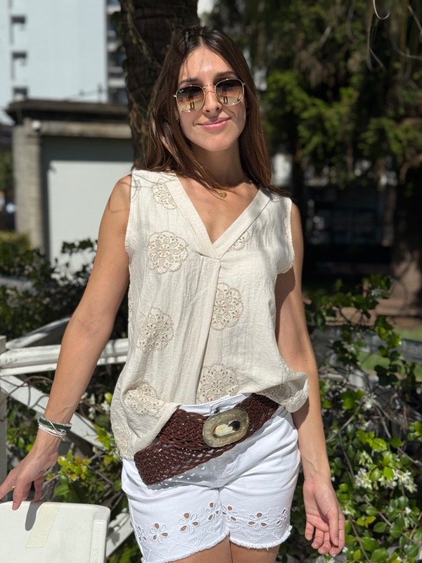 Producto - Camisa lino beige mandalas