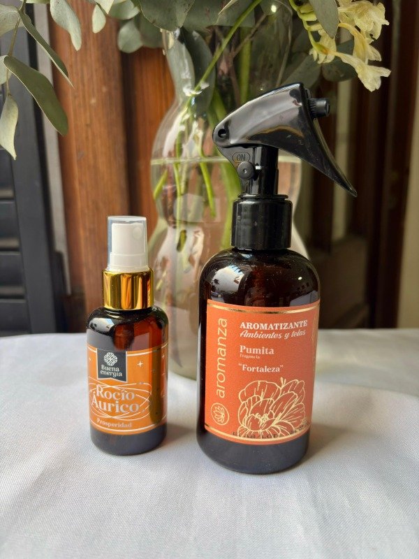 Producto - Kit spray aúrico + spray ambientes marca AROMANZA 200 ml