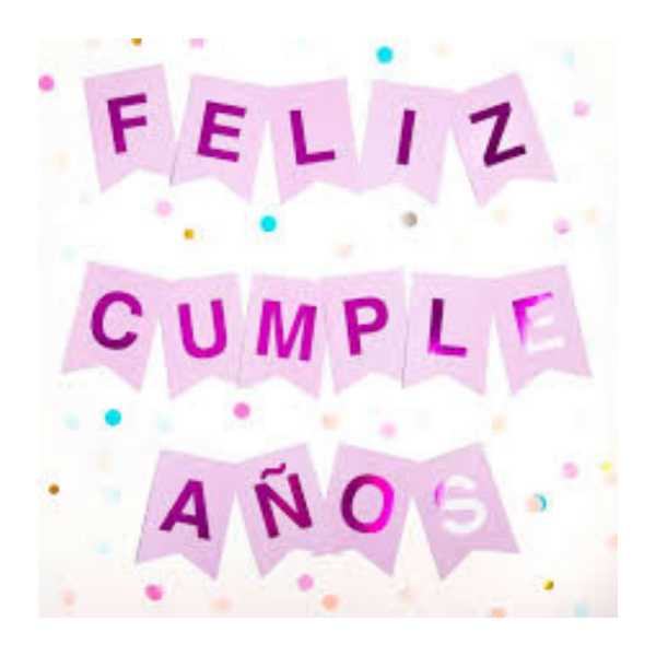 Producto - Banderin stamping color FELIZ CUMPLEAÑOS color lila pastel letra lila