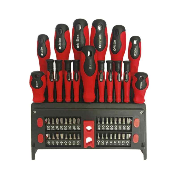 Producto - Kit de destornilladores -50 piezas -c/soporte -punta magnetica -mango ergonomico