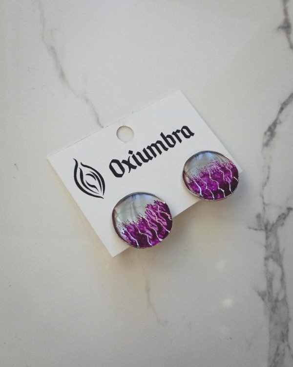 Producto - Aros Clip Orbis (plateado y violeta)