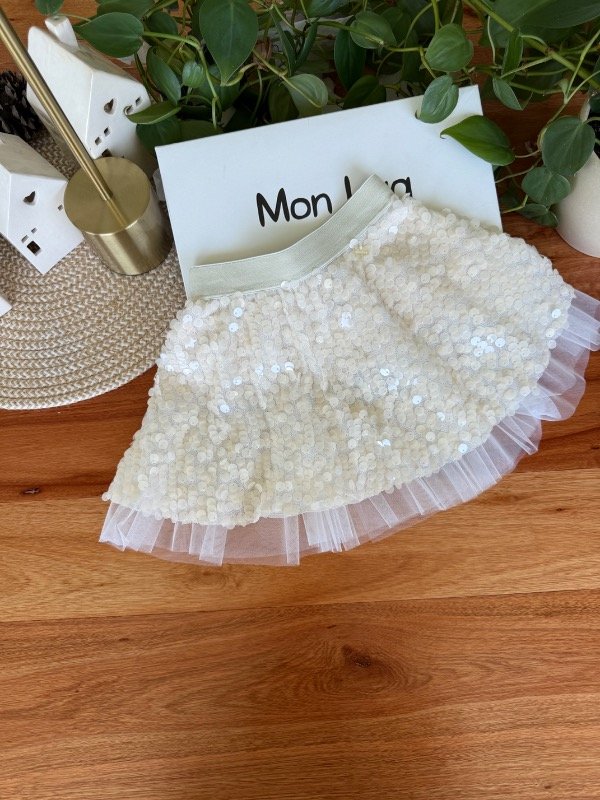 Producto - Pollera Nena Lentejuelas Natural