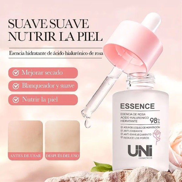 Producto - Serum Hidratante de Rosa con Ácido Hialurónico Uni x3 unidades