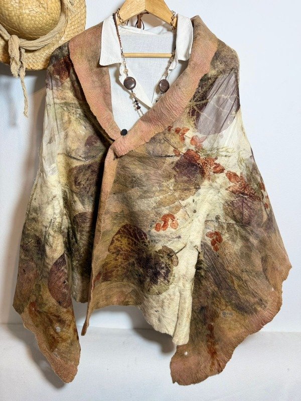 Producto - Pashmina ECOPRINT fieltro y seda natural COBRE