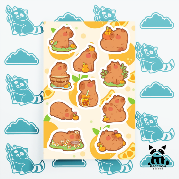 Producto - Plancha de Stickers Capibaras