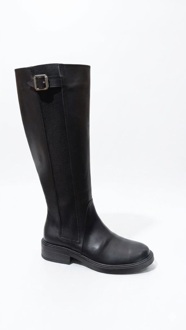 Producto - Botas Caña Alta de Cuero con Elástico Lateral