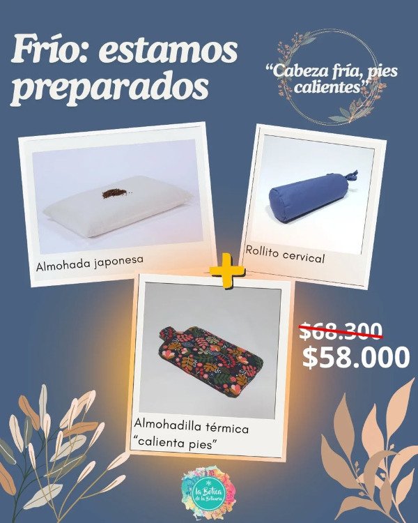 Producto - PROMOCIÓN: ALMOHADA JAPONESA 63X42CM+ROLLITO 40X10CM+ALMOHADILLA PARA PIES