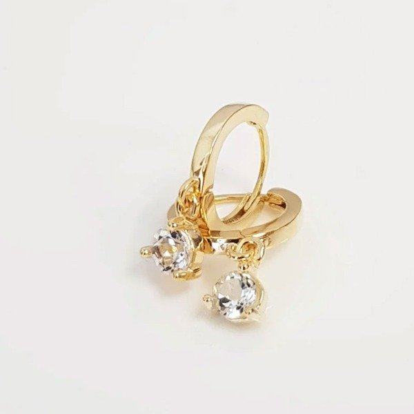 Producto - Pendientes en plata con baño de oro amarillo y topacios blancos - 2