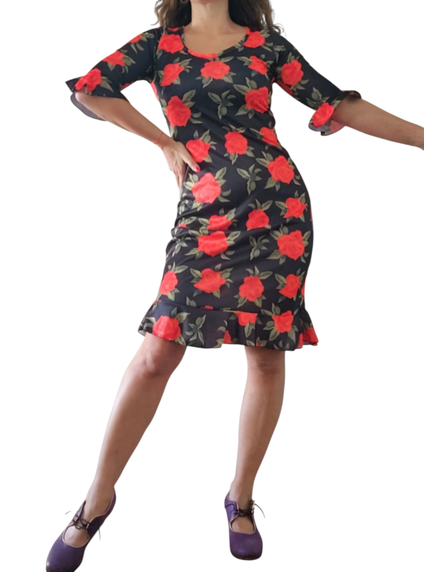 Producto - VESTIDO CORTO NEGRO FLORES TM