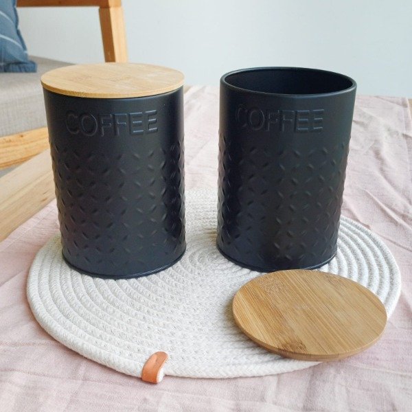 Producto - Lata de Café estilo industrial con tapa de Bambu