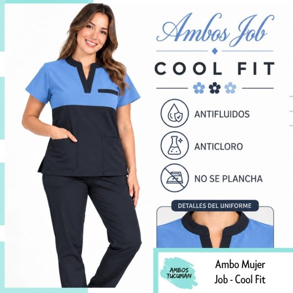 Producto - Ambo Job Celeste Corte Azul (Cool Fit)